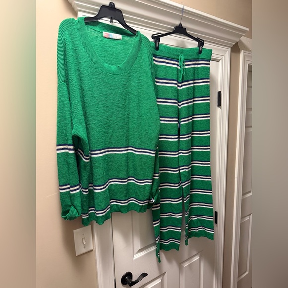 Free People Mariner Sweater Set in Green Bee Combo, Size L, perfect condition - Picture 2 of 9